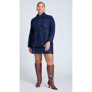 Eloquii Lace Denim Jacket and Mini Skirt Set size 20